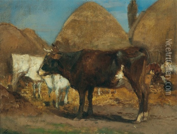 Cows Oil Painting - Emil Jacob Schindler