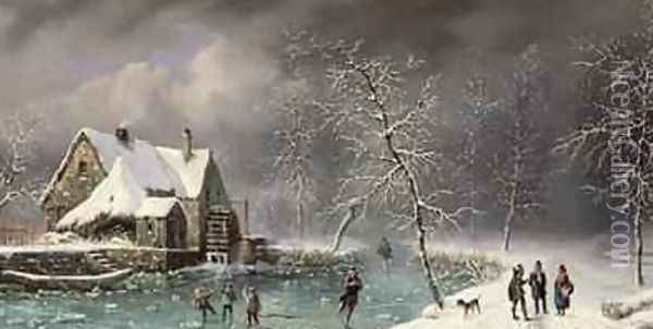 Winter Scene Oil Painting - Louis Claude Mallebranche