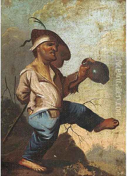 A drinking dwarf, a fragment Oil Painting - Faustino Bocchi