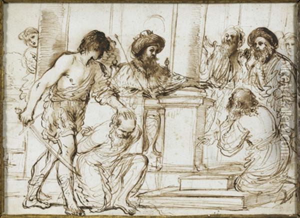 Damone Et Pythias Oil Painting - Guercino