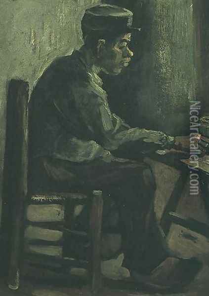 Peasant Sitting At A Table Oil Painting - Vincent Van Gogh