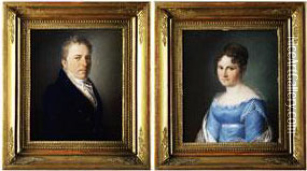 Zwei Biedermeier-portraits Oil Painting - Johann Lorenz Kreul