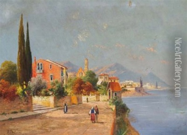 Am Gardasee Oil Painting - Rudolf Stoitzner