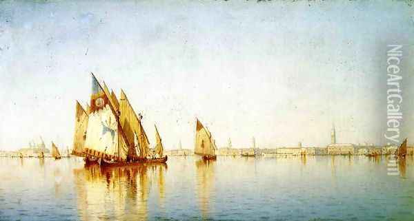 Venetian Sails, a Study Oil Painting - Sanford Robinson Gifford