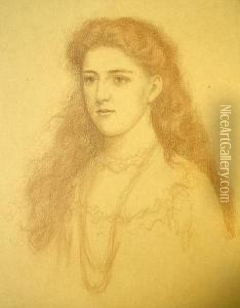 Portrait Of The Artist's Daughter Oil Painting - Arthur Hughes