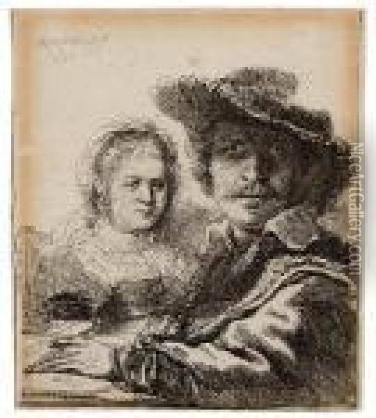 Autoritratto Con Saskia Oil Painting - Rembrandt Van Rijn