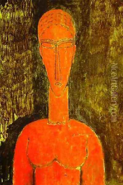 The Red Bust Oil Painting - Amedeo Modigliani