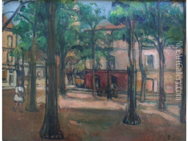 A Quiet Square In A French Town Oil Painting - Fernand Piet