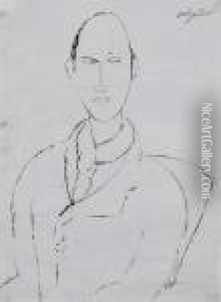 Retrato De Hombre Sentado. Oil Painting - Amedeo Modigliani