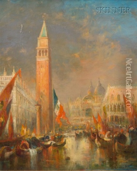The Campanile And San Marco, Venice Oil Painting - Lucien Whiting Powell