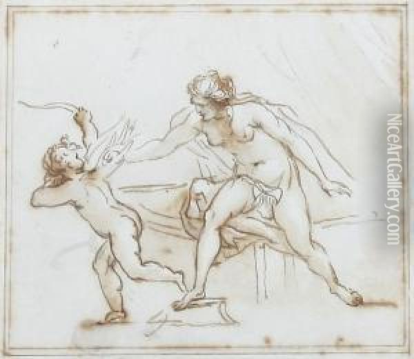 Venus And Cupid Oil Painting - Giovanni Batista Cipriani