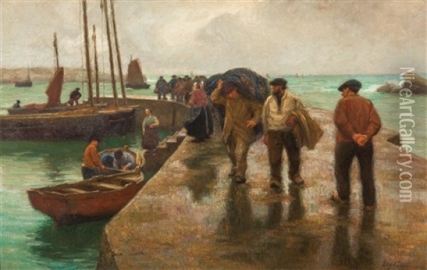 A Fishing Port In Brittany Oil Painting - Edgard Farasyn