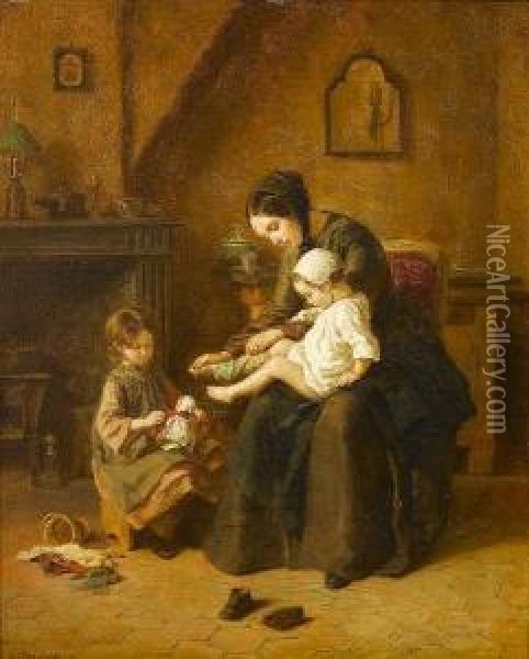 Getting Dressed Oil Painting - Edouard Frere
