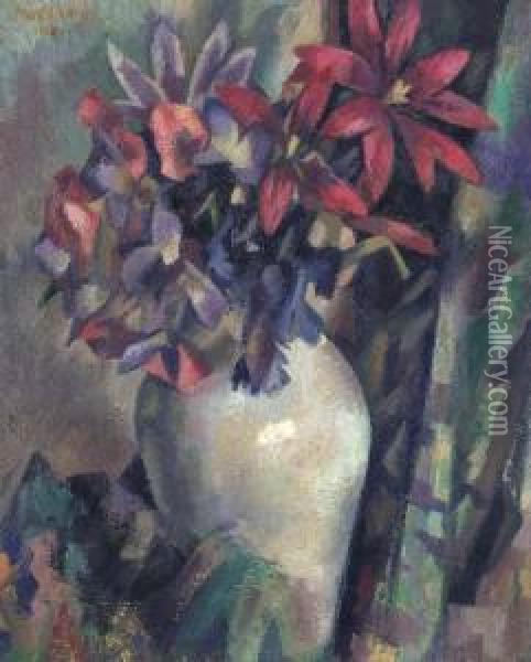 Still Life With Flowers Oil Painting - Mark Gertler