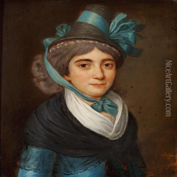 Portrait Of The Artist's Wife Oil Painting - Erik Pauelsen