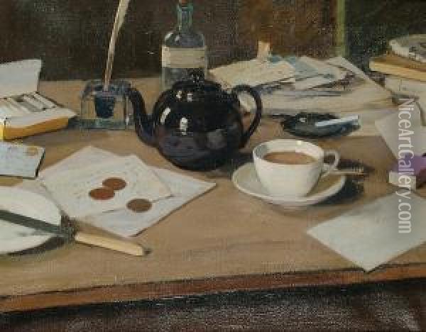 Still Life With Teapot Oil Painting - Henry Bishop