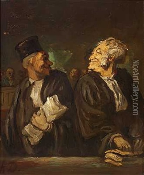 Fra Et Retslokale Oil Painting - Honore Daumier