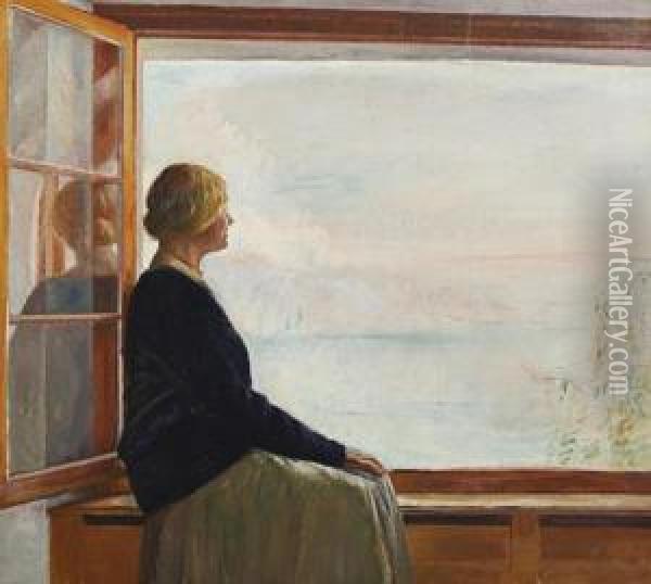 Looking Out To Sea Oil Painting - William Rothenstein