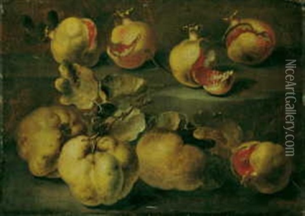 Fruchtestilleben Aus Quitten Und Granatapfeln Oil Painting - Abraham Brueghel
