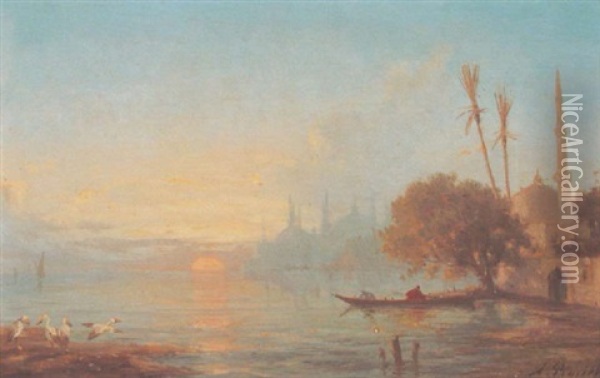 Abendstimmung In Konstantinopel Oil Painting - Amedee Rosier