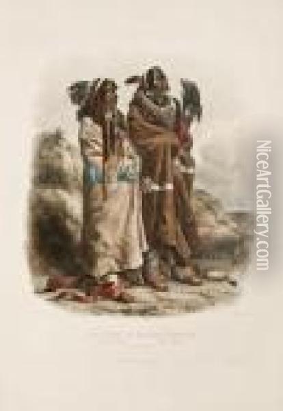 Sih-chida & Mahchsi-karehde. Mandan Indians. [tab. 20]. Oil Painting - Karl Bodmer