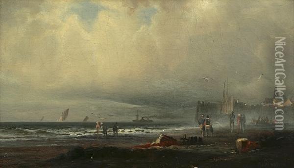 Beach Scene Oil Painting - Albert Goodwin