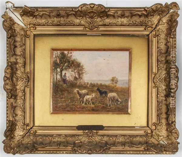 Shepherdess With Flock Oil Painting - Albert Charpin