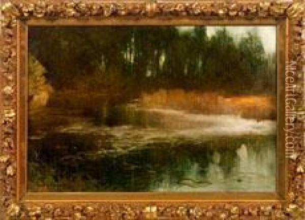 Herbststimmung An Einem Idyllischen Flusslauf Oil Painting - Ludvig Skramstad