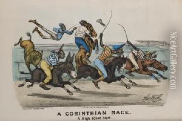 A Corinthian Race Oil Painting - Thomas B. Worth