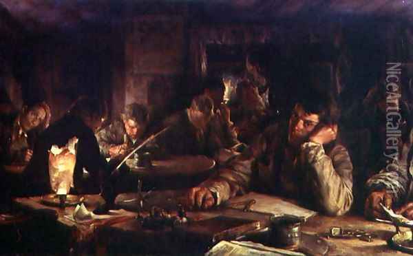The Night School, 1892 Oil Painting - Edgar Bundy