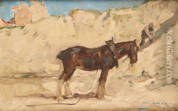 Cheval Dans La Carriere De Sable Oil Painting - Maurice Wagemans