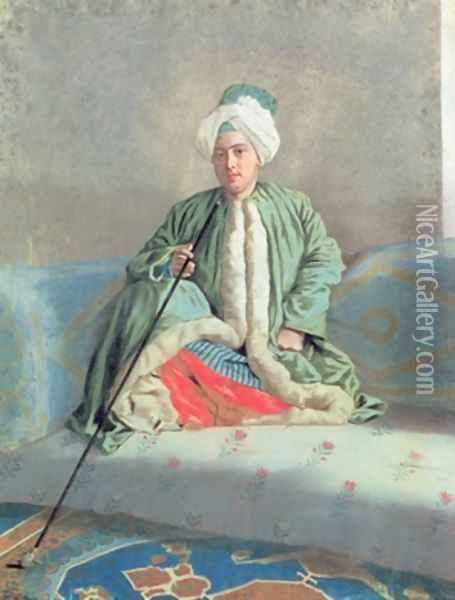 A Gentleman Seated on a Couch Oil Painting - Etienne Liotard