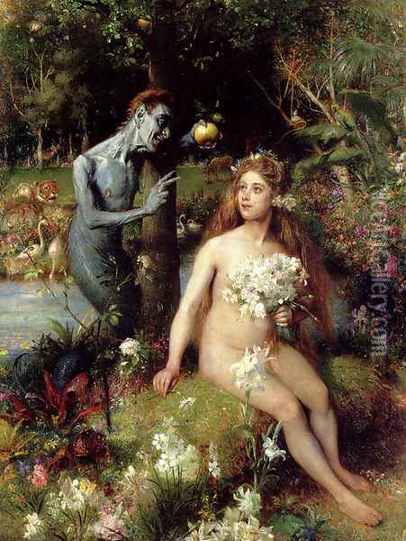 The Temptation Of Eve Oil Painting - Pierre Jan van der Ouderaa