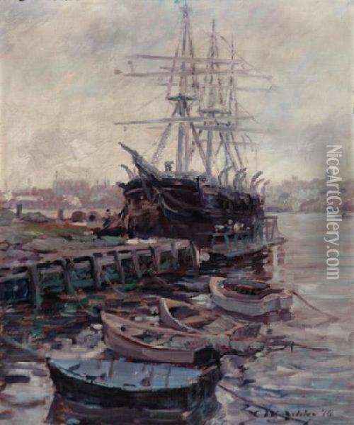 New Bedford Dock Scene Oil Painting - Clifford Warren Ashley