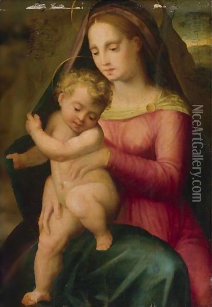 Madonna And Child Oil Painting - Domenico Puligo