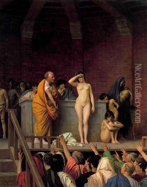 Slave Auction or Slave Market in Rome Oil Painting - Jean-Leon Gerome