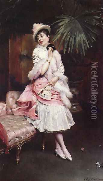 Lady With A Mask Oil Painting - Raimundo de Madrazo y Garreta
