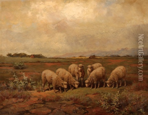 Pastoral Scene With Sheep Oil Painting - Royal Hill Milleson