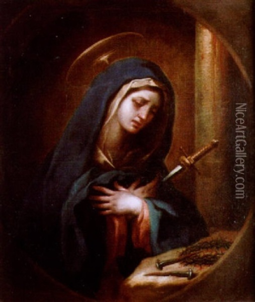 La Virgen Dolorosa Oil Painting - Manuel Fernandez Acevedo