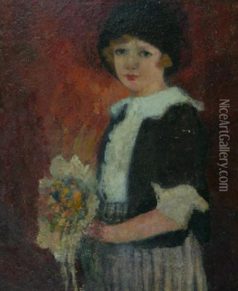 Portrait Of Girl Oil Painting - Pauline Lennards Palmer
