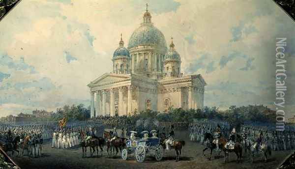 The Trinity Cathedral in St. Petersburg, 1850, 1850 Oil Painting - Vasili Semenovich Sadovnikov
