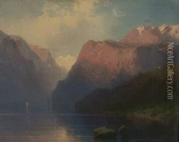Abend Am Vierwaldstatter See. Oil Painting - Carl Triebel