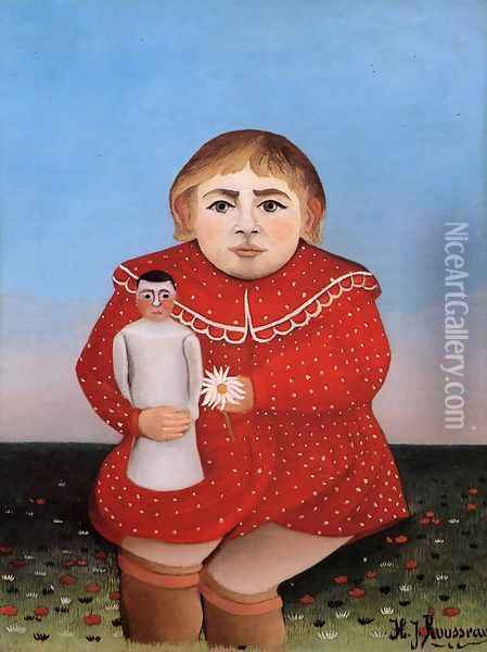 Child with Doll Oil Painting - Henri Julien Rousseau