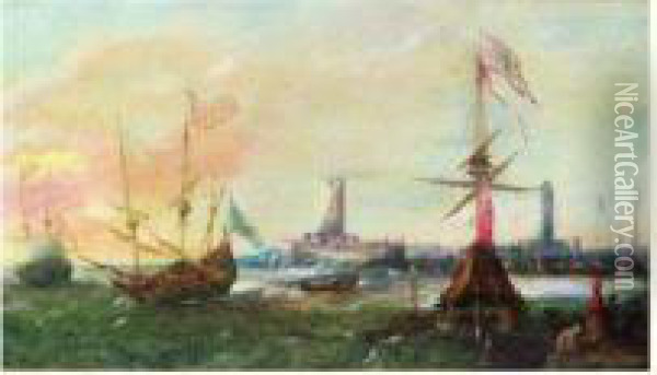 L'arrivee Des Voiliers Au Port Oil Painting - Andries Van Eertvelt
