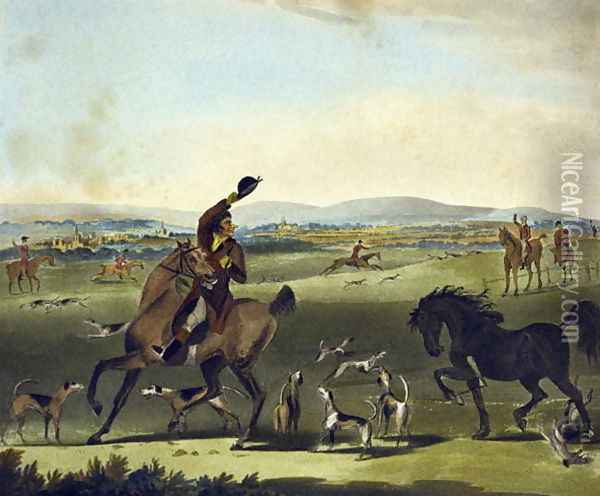A Check, from The Pytchley Hunt, engraved by F. Jukes 1845-1879, 1790 Oil Painting - Charles Lorraine Smith