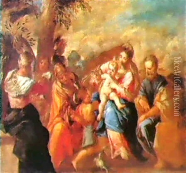 La Sacra Famiglia S. Giovannino E Altre Figure Oil Painting - Francesco Maffei