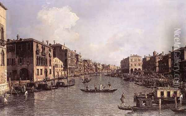 Grand Canal Looking South East From The Campo Santa Sophia To The Rialto Bridge Oil Painting - (Giovanni Antonio Canal) Canaletto