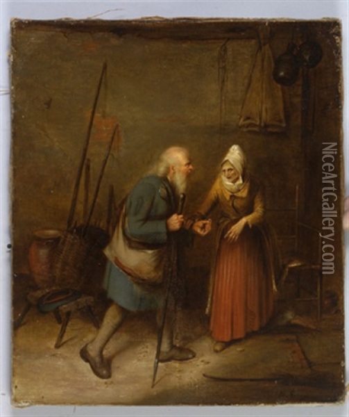 Familie In Not Oil Painting - Heinrich August Mansfeld