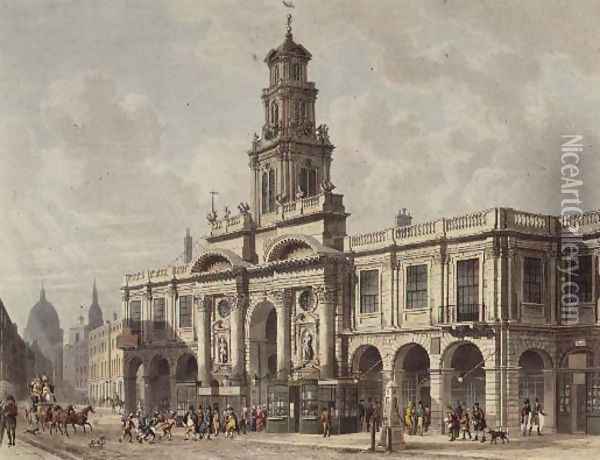 A View of The Royal Exchange, Cornhill, engraved by Daniel Havell 1785-1826, pub. 1816 by Ackermanns Repository of Arts Oil Painting - Thomas Hosmer Shepherd