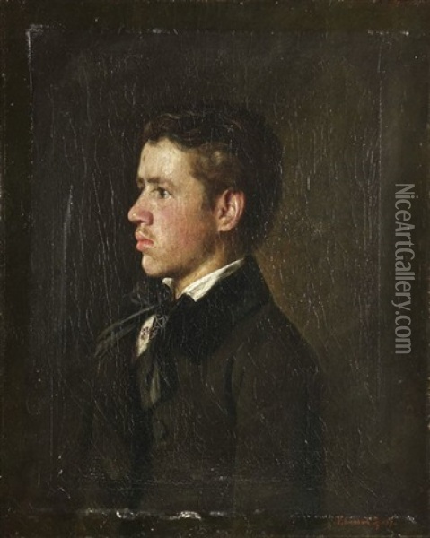 Jugendbildnis Des Ludwig Lenbach (bruder Des Meisters) Oil Painting - Franz Seraph von Lenbach